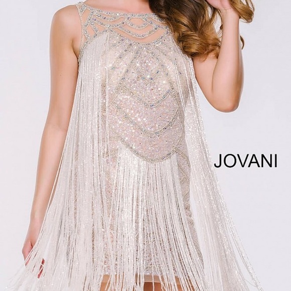 Jovani Dresses & Skirts - Jovani Fringe Sleeveless Formal Short Dress